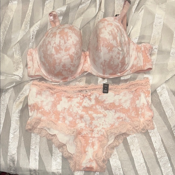 Tie-Dye Lace Bra Set Torrid Curve Cotton Sexy T shirt Bra and Cheeky Panties - Picture 1 of 7